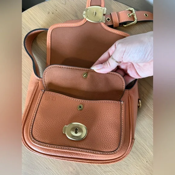 Coach Tabby Pebbled Leather Messenger 19 Faded Orange Crossbody Bag - Picture 8 of 16